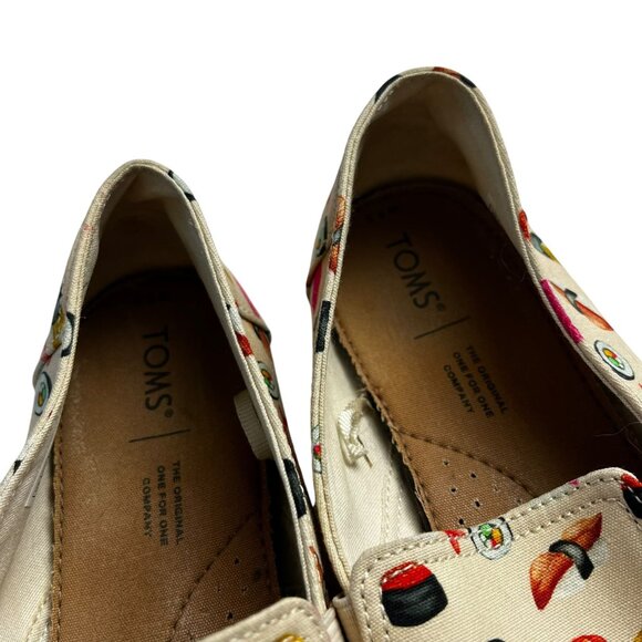 Toms Alpargata Women's Redondo Natural Sushi Dinner Print Shoes Size 8. - Picture 3 of 6